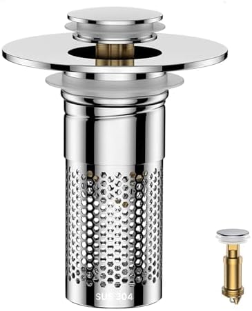 Bathroom Sink Drain Strainer, Universal Pop-Up Sink Stopper Hair Catcher by Mengine