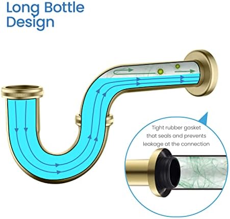 KIBI Bottle P-Trap for Bathroom Sink, 1.5-inch | Decorative Brass Waste Drain - Image 4
