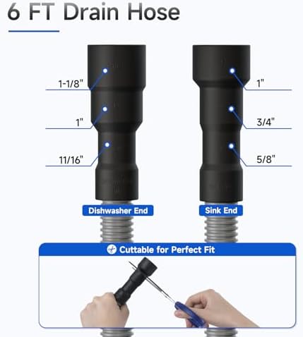 6FT Dishwasher Drain Hose, Flexible Corrugated Dishwasher Hose Replacement - Image 2