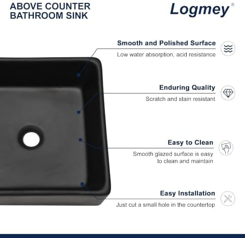 Logmey 15 Inch Bathroom Vessel Sink - Image 4
