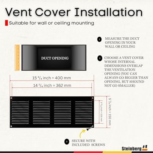 Steinberg14 Black Vent Cover 14x4 - Image 5