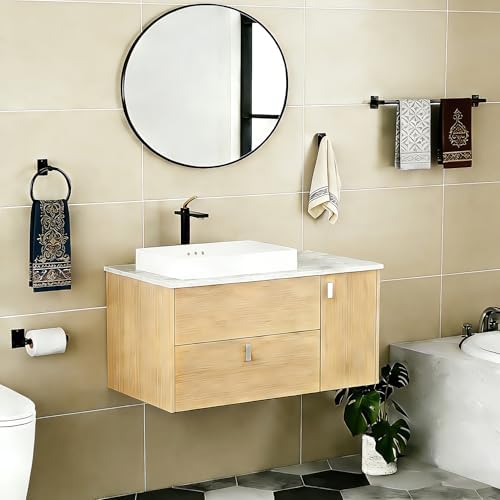 Matte Black Bathroom Accessories Set, 5 Pieces Bathroom Hardware Set, 24 inch - Image 2