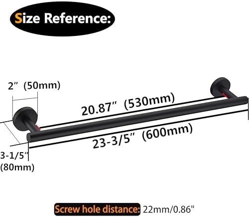 Nolimas Matte Black Bath Towel Bar Single Bars Towel Rack Rod Classic Wall - Image 3