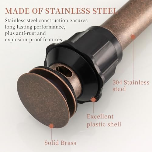 5/8 Inch Bathroom Faucet Vessel Vanity Sink Pop Up Drain Assembly Stopper - Image 3