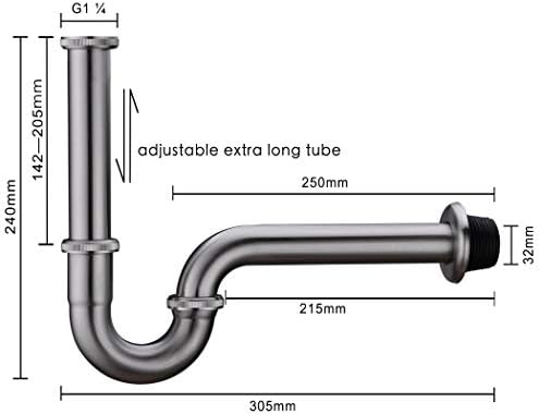 Brass P Trap, 1 1/4 Bathroom Basin Sink Waste Trap Drain Kit - Image 2