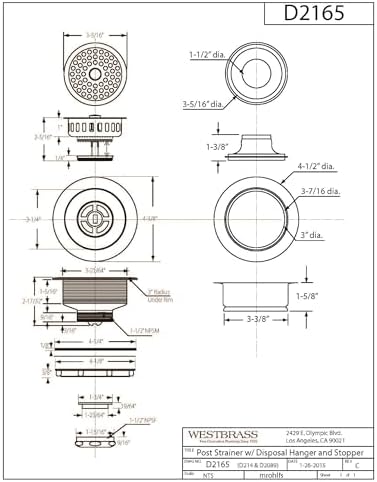 Westbrass D2165-11 Post Style Large Kitchen Basket Strainer - Image 3