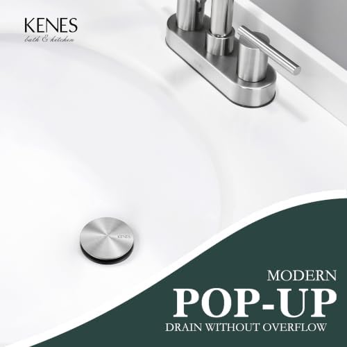 KENES Brushed Nickel Pop Up Bathroom Sink Drain Assembly Without Overflo - Image 2