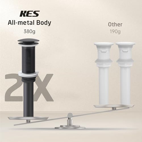 KES All Metal Pop Up Drain Without Overflow, Extended Thread - Image 3