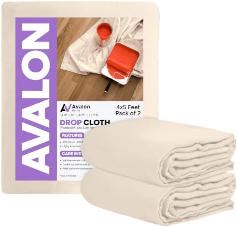 Canvas Drop Cloth for Painting 4x5 feet Pack of 2-8oz Painters Drop Cloths for by Unknown