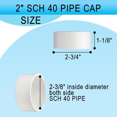 Asterbacks 2 inch PVC Socket Cap Schedule 40 White Pipe Fittings Connectors - Image 3