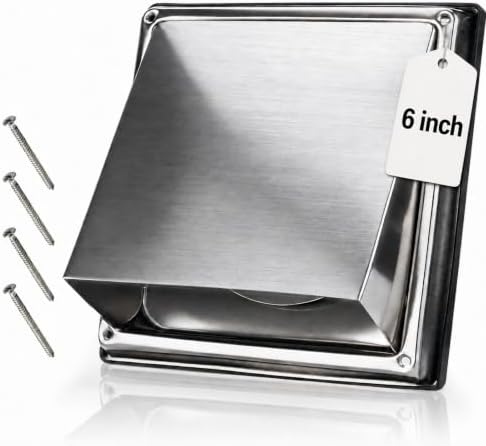 6 Inch Dryer Vent Cover Outside, Stainless Steel Exterior Wall by Unknown