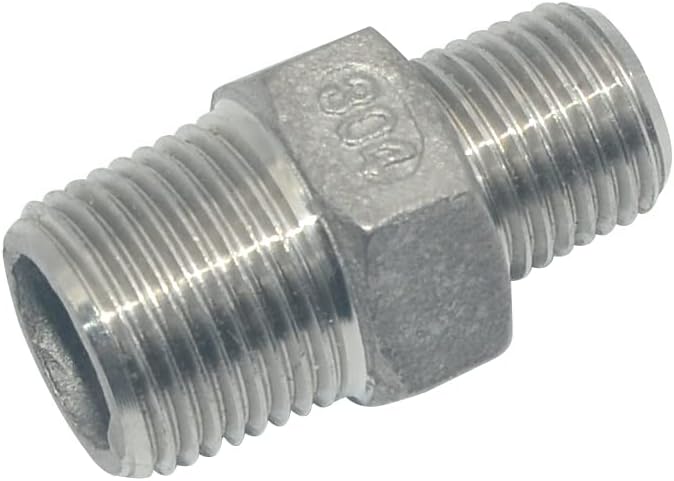 3/8" x 1/4" Male Threaded Reducing Nipple Fitting/Adapter, Stainless Steel - Image 4