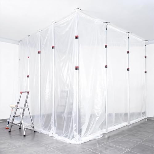 12FT Dust Barrier Poles 4 Pack, Retractable Aluminum Containment Poles Kit - Image 2