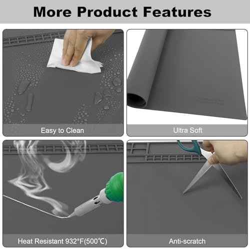 32.3" x 16.6" Premium Extra Large Silicone Soldering Mat, 932°F Heat Resistant - Image 4