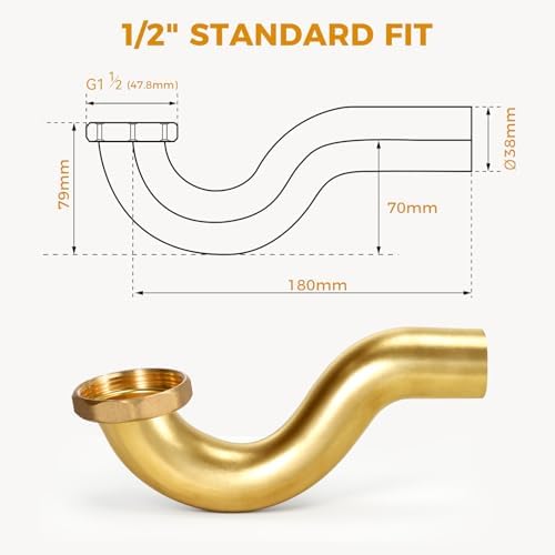 BOTEMY Brass P-Trap 1-1/2 Inch for Freestanding Bathtub, Solid Brass Drain Kit - Image 2