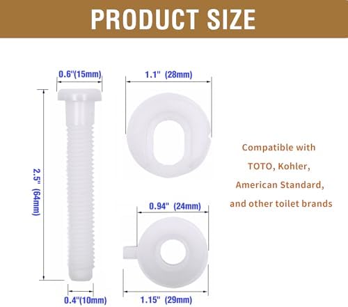 A.I.FORCE Universal Plastic Toilet Seat Hinge Bolt Screws Replacement Kit - Image 5