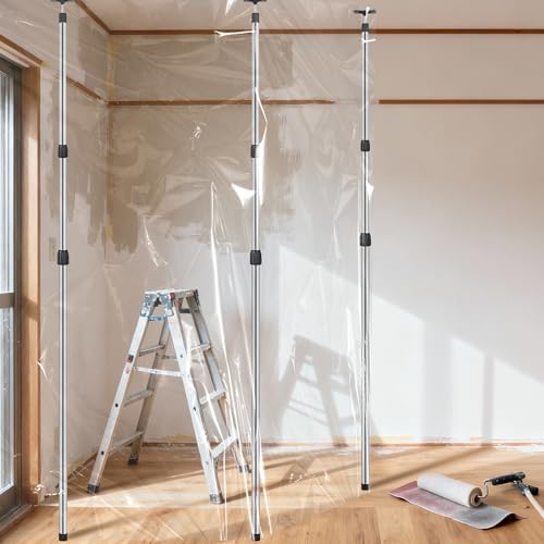 4 Pack Dust Barrier Poles Kit, 10Ft Adjustable Steel Telescoping Poles - Image 6