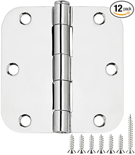 TDCHINGES Rounded Door Hinges 3.5" X 3 1/2 Inch Polished Chrome 5/8" Radius | by TDCHINGES