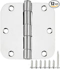 TDCHINGES Rounded Door Hinges 3.5" X 3 1/2 Inch Polished Chrome 5/8" Radius | by TDCHINGES