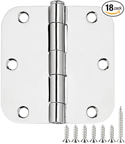 TDCHINGES Rounded Door Hinges 3.5" X 3 1/2 Inch Polished Chrome 5/8" Radius | by TDCHINGES