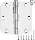 TDCHINGES Rounded Door Hinges 3.5" X 3 1/2 Inch Polished Chrome 5/8" Radius | 6 by TDCHINGES