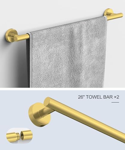 12Pcs Brushed Gold Bathroom Hardware Accessories Set SUS304 Stainless Steel - Image 4