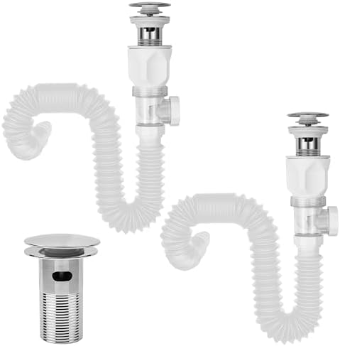 Bathroom White 2 Pack Sink Drain Kit, by Rackickyer