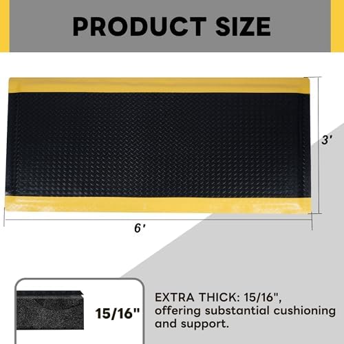 Nisorpa Anti Fatigue Mats Industrial 3' x 6' Ergonomic Standing Mat 15/16" - Image 5