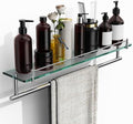 24-Inch Towel Rack with Shelves Tempered Glass Bathroom Shelves with Bar by HOMELIFE