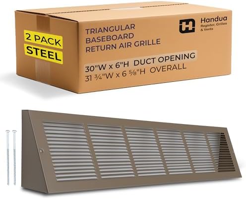Fits 30x6 Duct Opening | Steel Triangular Baseboard Return Air Grille by Handua by Handua