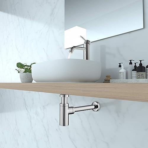 KIBI Round Bottle Trap for Bathroom Sink – Decorative Solid Brass Round Bottle - Image 2