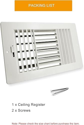 12" x 6" FanGoFast Ceiling Register Air Vent Cover Three-Way Plastic - Image 7