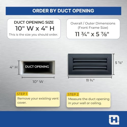 Fits 10x4 Duct Opening, Modern AC Vent Cover, Linear Slot Diffuser - Image 2