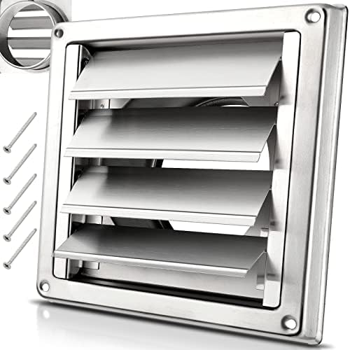 4" Metal Dryer Vent Cover for Exterior Wall, Stainless Steel by Hydencamm