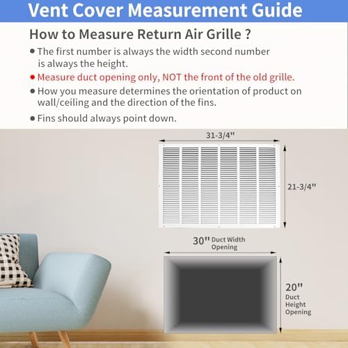 Howeall 30"W x 20"H Steel Return Air Grille, Air Return Vent Cover - Image 5