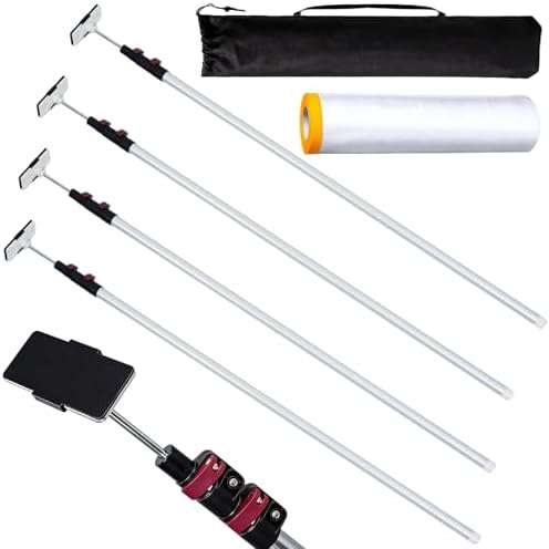 12FT Dust Barrier Poles 4 Pack, Retractable Aluminum Containment Poles Kit by Noliven