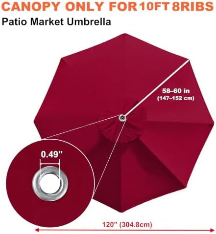 EliteShade USA 10FT Patio Umbrella Replacement Covers 8 Ribs Market Umbrella - Image 3