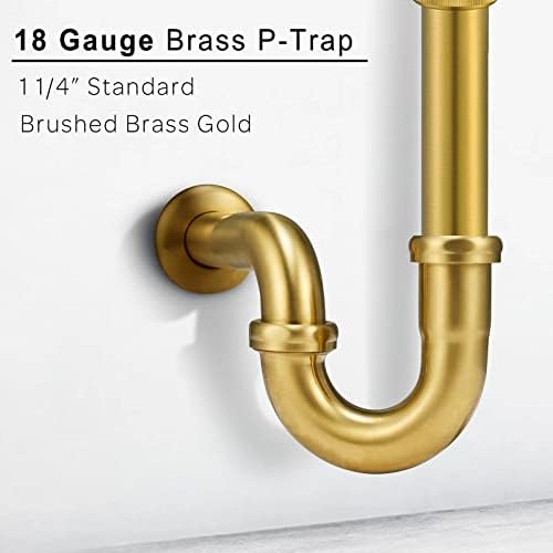 18 Gauge Solid Brass P-Trap 1 1/4” OD, Heavy Duty Brass Tubular J Bend Pipe - Image 3