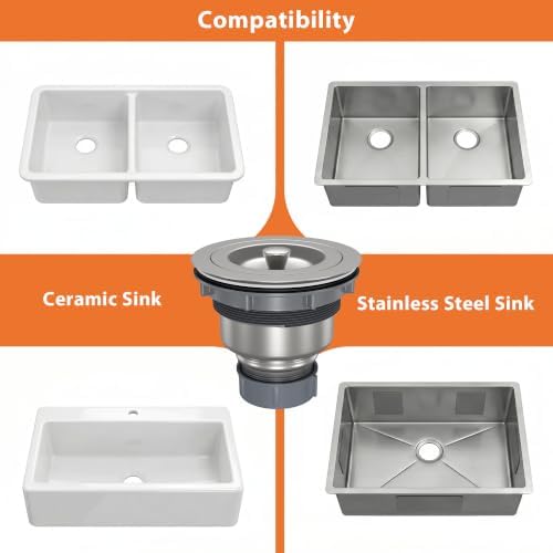 Kitchen Sink Drain 3-1/2 Inch, Kitchen Drain Assembly Kit - Image 6