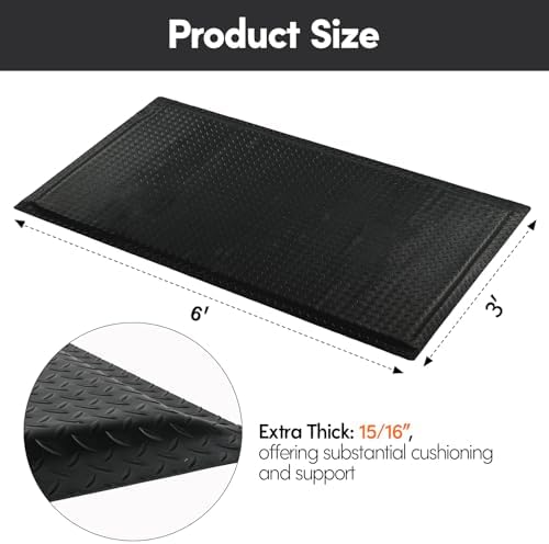 Nisorpa Anti Fatigue Mats Industrial 3' x 6' Ergonomic Standing Mat 15/16" - Image 4