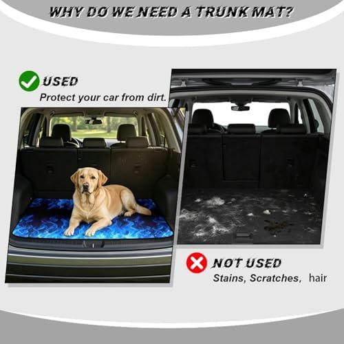 Blue Fire Print Work Trunk Mat Heavy Duty Foldable Cargo Liner - Image 4