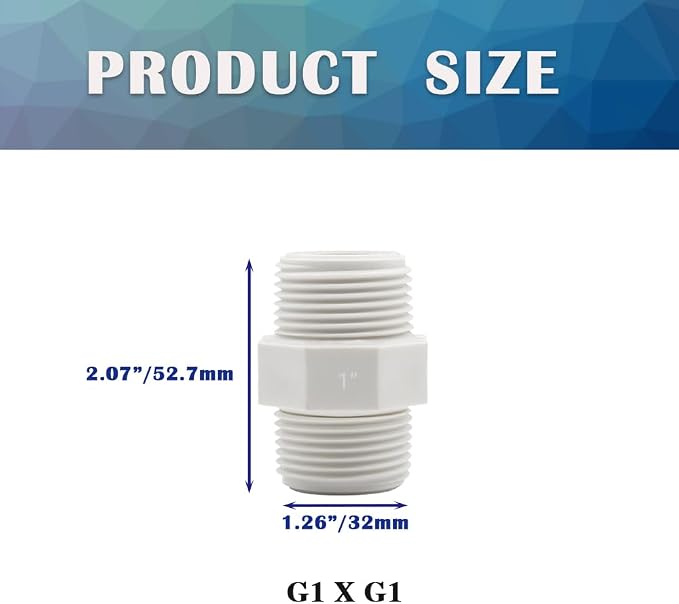 4PCS 1" PVC Pipe Fitting Hex Nipple G1 Male X G1 Male Coupling Adaptor of - Image 2