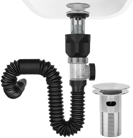 Bathroom Sink Drain Kit, with Flexible Expandable P-Trap Sink Drain Pipe by Rackickyer