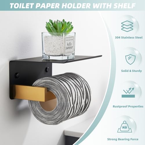 APLusee Black and Gold Toilet Paper Holder - Image 7