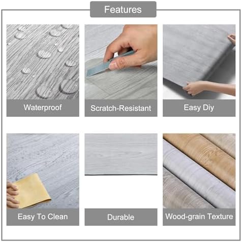 3D Peel and Stick Floor Tile Vinyl Roll Wood Plank Sticker 15.75"x 79"/8.6 Sq.Ft - Image 6
