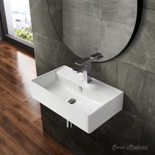 Claire 22" Rectangle Wall Mount Bathroom Sink in Glossy White - Image 2