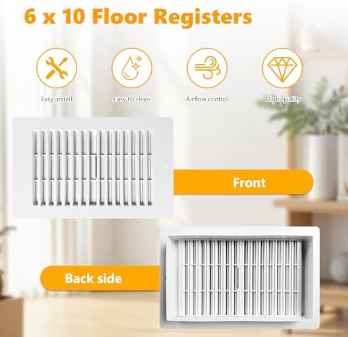 Floor Vent Covers, Floor Register 6x10, 5 Pack Adjustable Plastic Vent Covers - Image 4