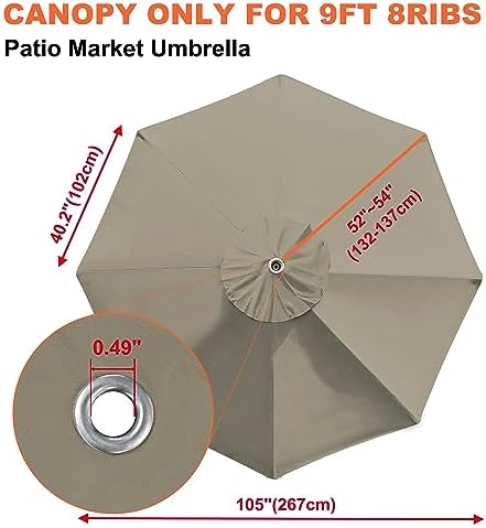 EliteShade USA 9FT Patio Umbrella Replacement Covers 8 Ribs Market Umbrella - Image 3