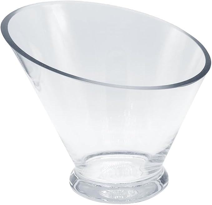 WGVI Slant Cut Calyx Glass Vase, Width 7.25", Height 6.25", Candy Dish - Image 2