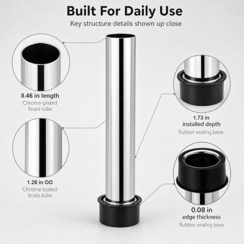 QWORK Bar Sink Stopper Set of 3, 7.48 x 1.75 Diameter Drain Stopper Pipe - Image 4